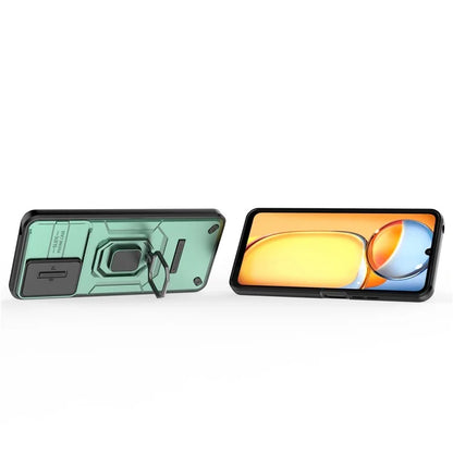 For Xiaomi Redmi 13C 4G / Poco C65 4G Case Kickstand Phone Cover with Slide Lens Lid
