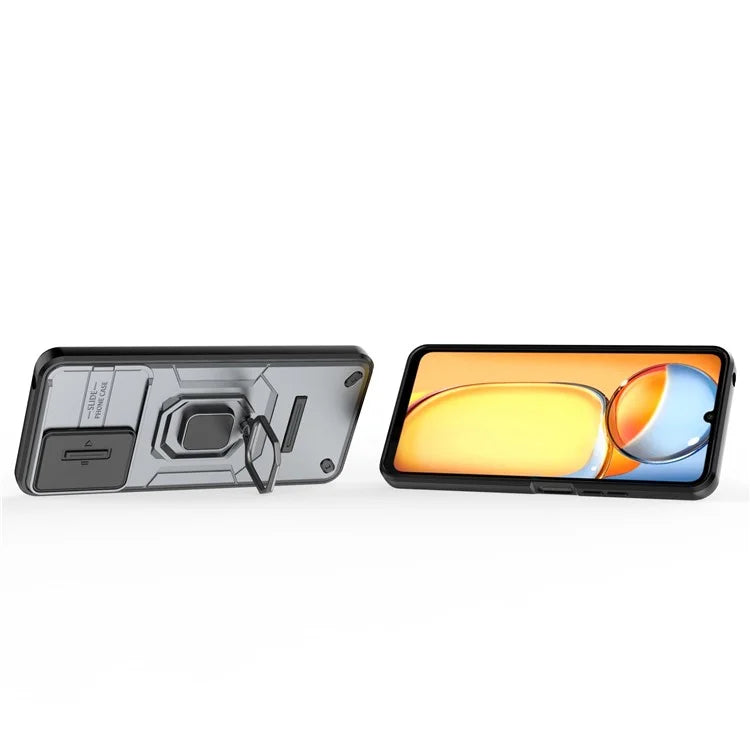 For Xiaomi Redmi 13C 4G / Poco C65 4G Case Kickstand Phone Cover with Slide Lens Lid