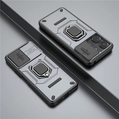 For Xiaomi Redmi 13C 4G / Poco C65 4G Case Kickstand Phone Cover with Slide Lens Lid