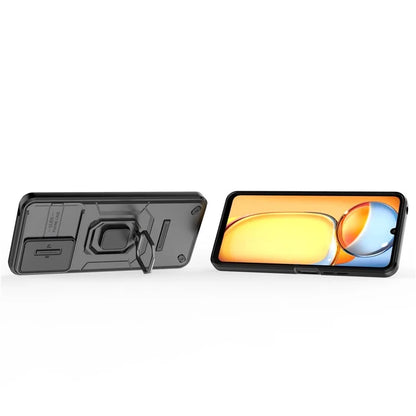 For Xiaomi Redmi 13C 4G / Poco C65 4G Case Kickstand Phone Cover with Slide Lens Lid