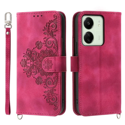 For Xiaomi Redmi 13C 4G / Poco C65 4G Case Skin Touch Flower Imprinted Phone Wallet Cover