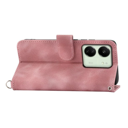 For Xiaomi Redmi 13C 4G / Poco C65 4G Case Skin Touch Flower Imprinted Phone Wallet Cover