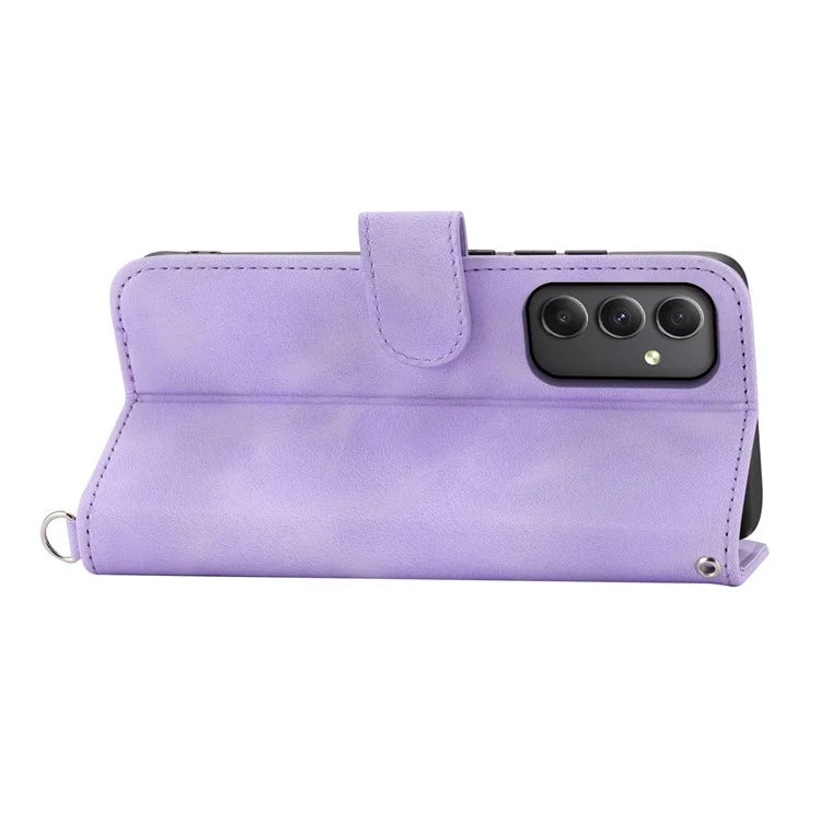 For Samsung Galaxy A35 5G Cell Phone Case TPU+PU Leather Flower Imprinted Cover with Straps