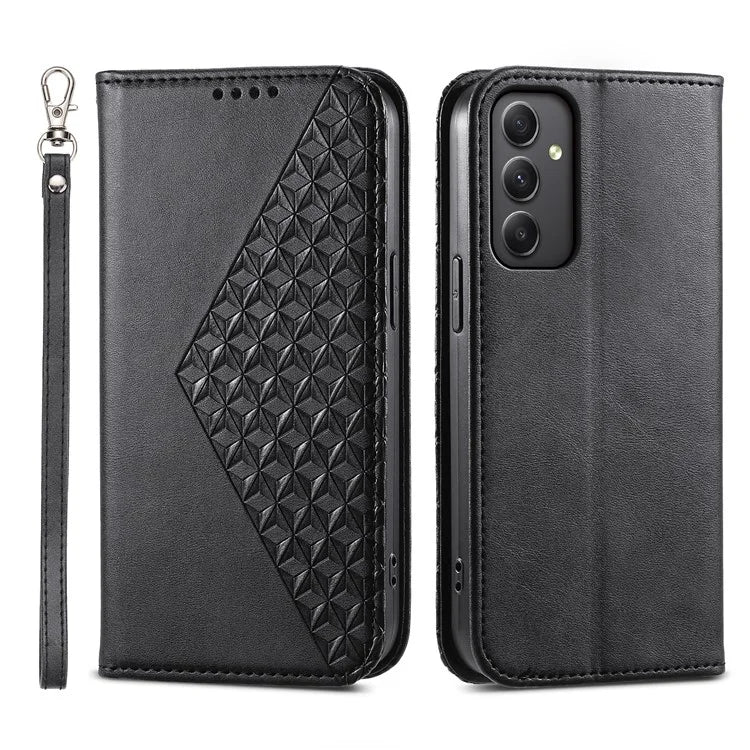 For Samsung Galaxy A35 5G Case Splicing Rhombus PU Leather+TPU Wallet Cover