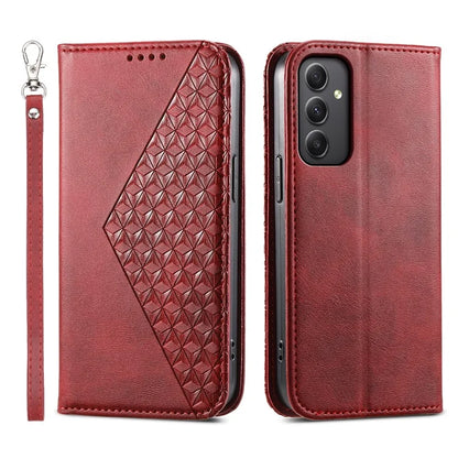 For Samsung Galaxy A35 5G Case Splicing Rhombus PU Leather+TPU Wallet Cover