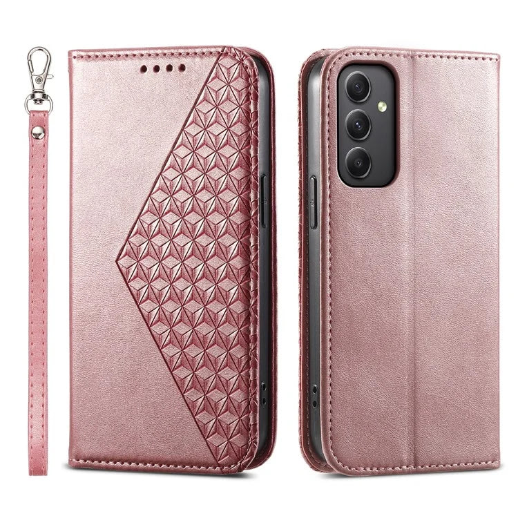 For Samsung Galaxy A35 5G Case Splicing Rhombus PU Leather+TPU Wallet Cover