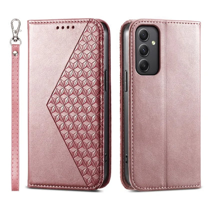 For Samsung Galaxy A35 5G Case Splicing Rhombus PU Leather+TPU Wallet Cover