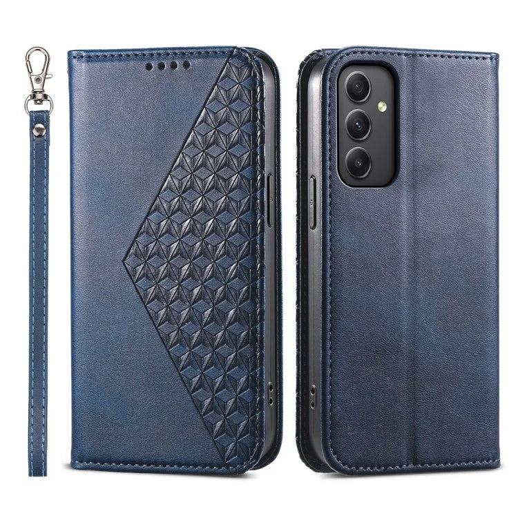 For Samsung Galaxy A35 5G Case Splicing Rhombus PU Leather+TPU Wallet Cover