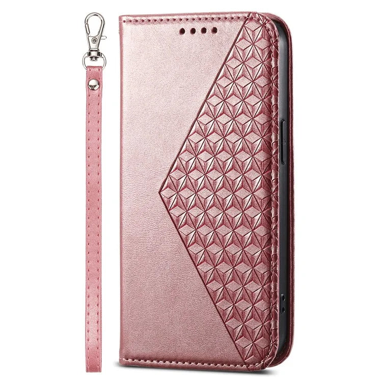 For Xiaomi Redmi 13C 4G / Poco C65 4G Case Imprinted Rhombus Pattern PU Leather Mobile Phone Cover