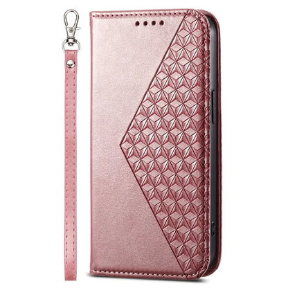 For Xiaomi Redmi 13C 4G / Poco C65 4G Case Imprinted Rhombus Pattern PU Leather Mobile Phone Cover