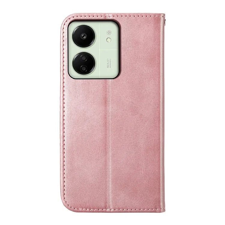 For Xiaomi Redmi 13C 4G / Poco C65 4G Case Imprinted Rhombus Pattern PU Leather Mobile Phone Cover