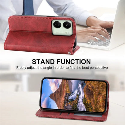For Xiaomi Redmi 13C 4G / Poco C65 4G Case Imprinted Rhombus Pattern PU Leather Mobile Phone Cover