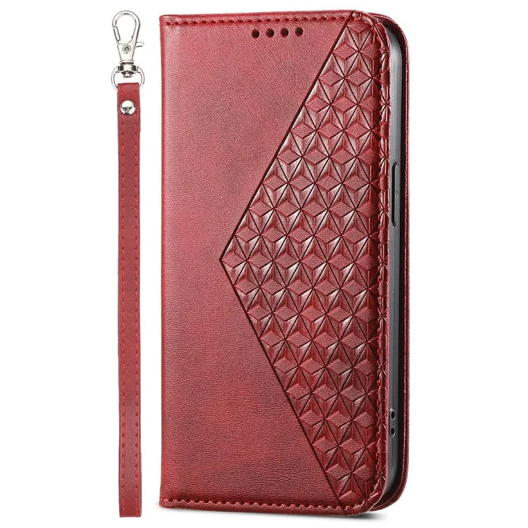 For Xiaomi Redmi 13C 4G / Poco C65 4G Case Imprinted Rhombus Pattern PU Leather Mobile Phone Cover