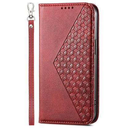 For Xiaomi Redmi 13C 4G / Poco C65 4G Case Imprinted Rhombus Pattern PU Leather Mobile Phone Cover