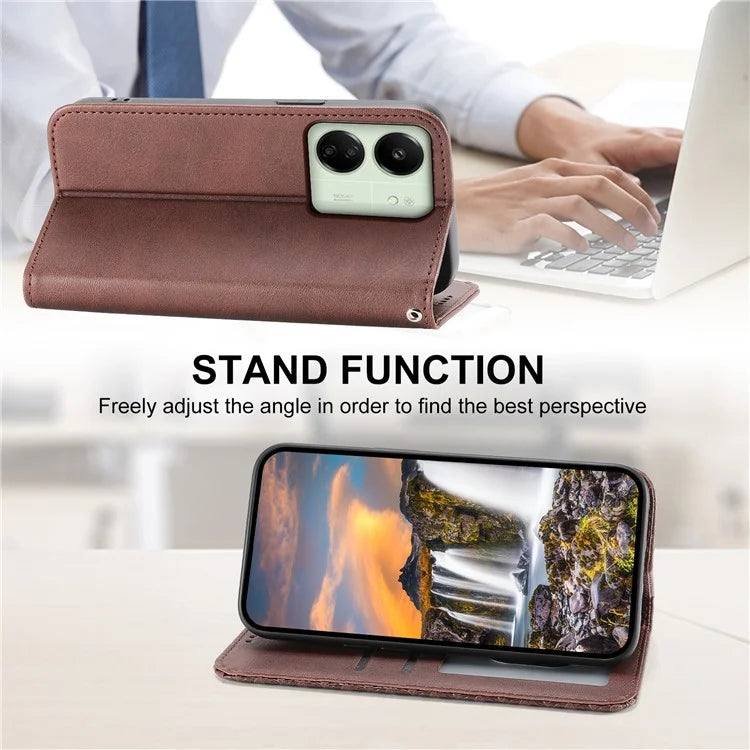 For Xiaomi Redmi 13C 4G / Poco C65 4G Case Imprinted Rhombus Pattern PU Leather Mobile Phone Cover