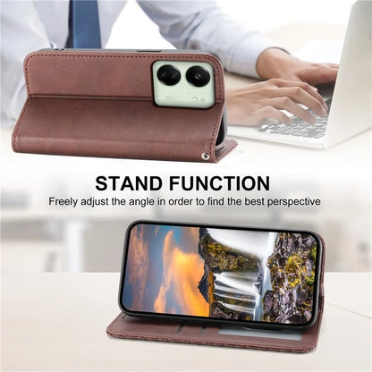 For Xiaomi Redmi 13C 4G / Poco C65 4G Case Imprinted Rhombus Pattern PU Leather Mobile Phone Cover