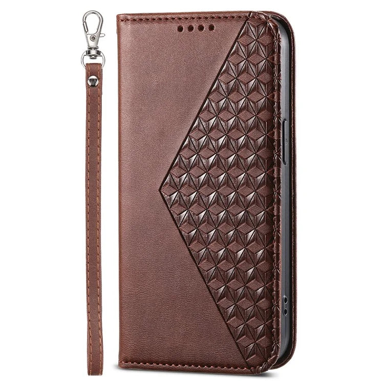 For Xiaomi Redmi 13C 4G / Poco C65 4G Case Imprinted Rhombus Pattern PU Leather Mobile Phone Cover