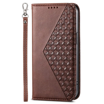 For Xiaomi Redmi 13C 4G / Poco C65 4G Case Imprinted Rhombus Pattern PU Leather Mobile Phone Cover