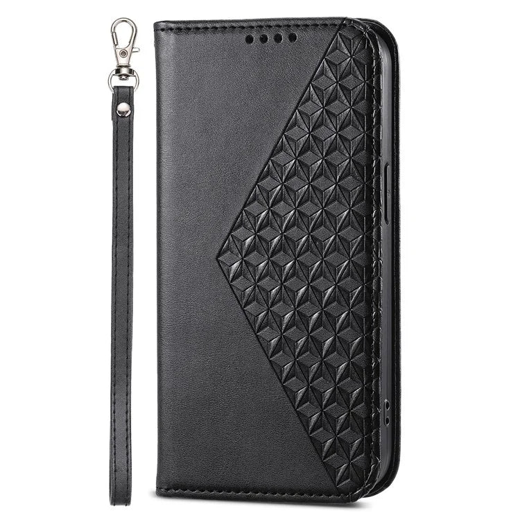For Xiaomi Redmi 13C 4G / Poco C65 4G Case Imprinted Rhombus Pattern PU Leather Mobile Phone Cover