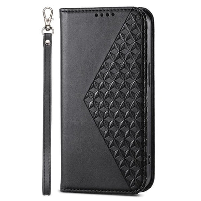 For Xiaomi Redmi 13C 4G / Poco C65 4G Case Imprinted Rhombus Pattern PU Leather Mobile Phone Cover