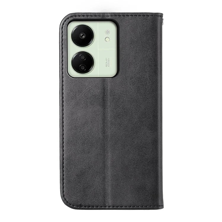 For Xiaomi Redmi 13C 4G / Poco C65 4G Case Imprinted Rhombus Pattern PU Leather Mobile Phone Cover