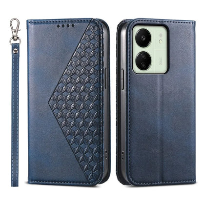 For Xiaomi Redmi 13C 4G / Poco C65 4G Case Imprinted Rhombus Pattern PU Leather Mobile Phone Cover