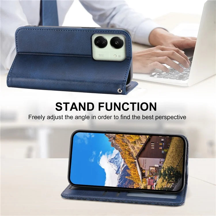 For Xiaomi Redmi 13C 4G / Poco C65 4G Case Imprinted Rhombus Pattern PU Leather Mobile Phone Cover