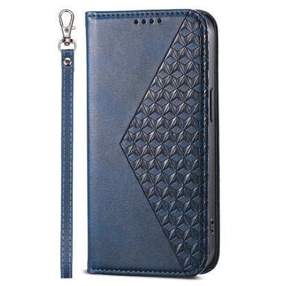 For Xiaomi Redmi 13C 4G / Poco C65 4G Case Imprinted Rhombus Pattern PU Leather Mobile Phone Cover