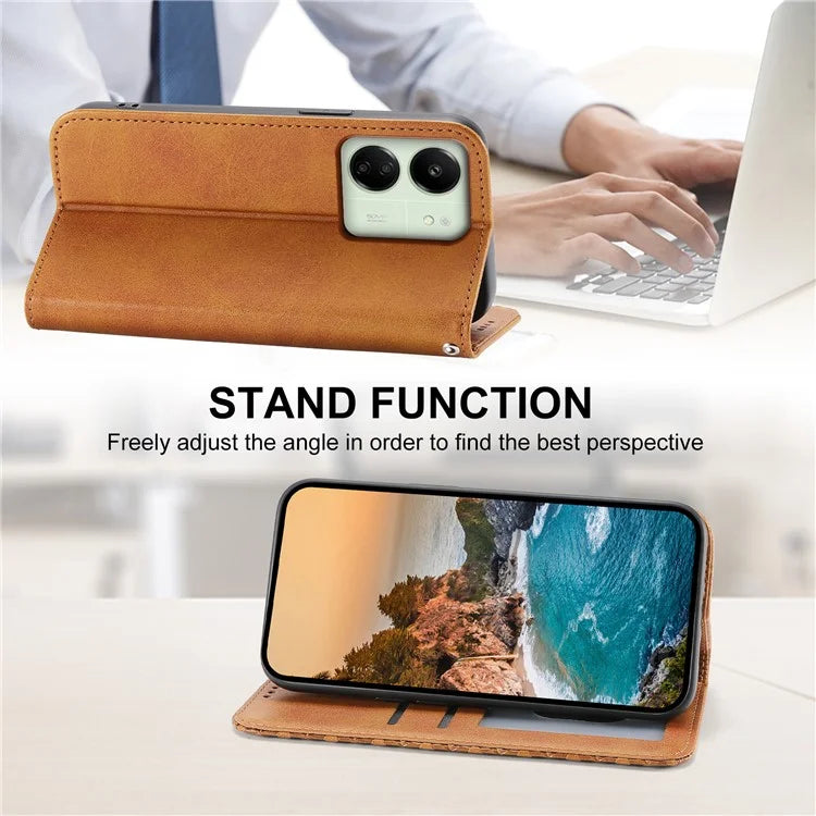 For Xiaomi Redmi 13C 4G / Poco C65 4G Case Imprinted Rhombus Pattern PU Leather Mobile Phone Cover