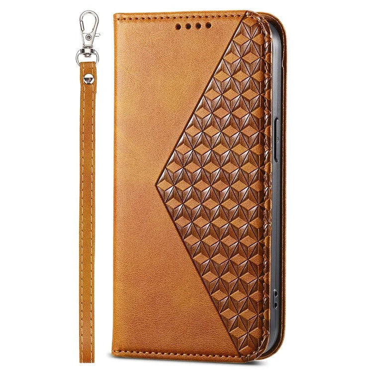 For Xiaomi Redmi 13C 4G / Poco C65 4G Case Imprinted Rhombus Pattern PU Leather Mobile Phone Cover