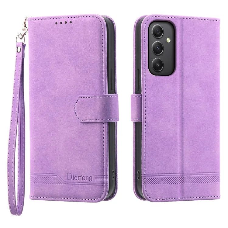 DIERFENG DF-03 For Samsung Galaxy A35 5G Case PU Leather Lines Imprinted Phone Stand Cover
