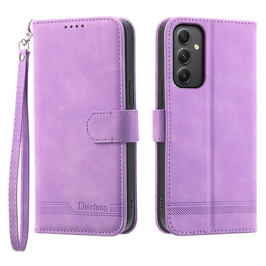 DIERFENG DF-03 For Samsung Galaxy A35 5G Case PU Leather Lines Imprinted Phone Stand Cover