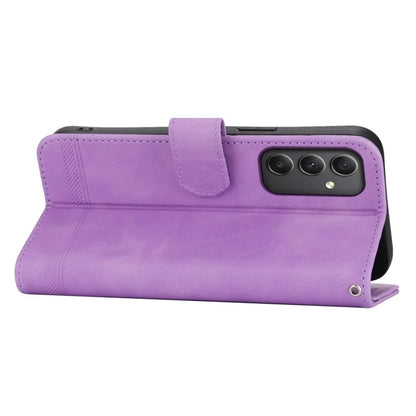 DIERFENG DF-03 For Samsung Galaxy A35 5G Case PU Leather Lines Imprinted Phone Stand Cover