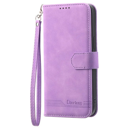 DIERFENG DF-03 For Samsung Galaxy A35 5G Case PU Leather Lines Imprinted Phone Stand Cover