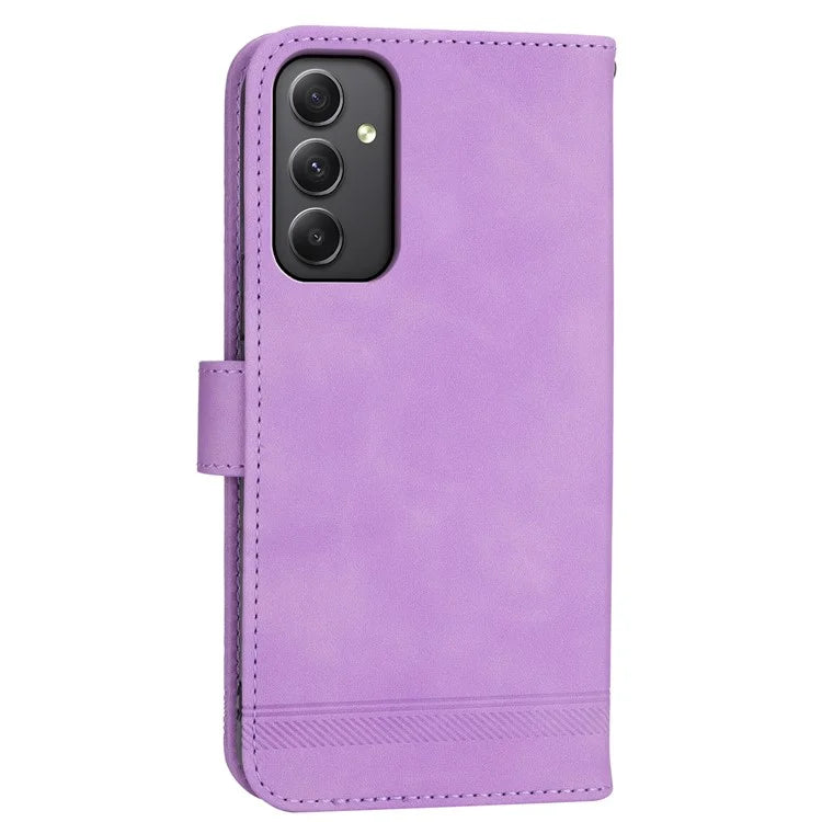 DIERFENG DF-03 For Samsung Galaxy A35 5G Case PU Leather Lines Imprinted Phone Stand Cover