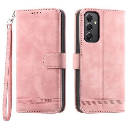 DIERFENG DF-03 For Samsung Galaxy A35 5G Case PU Leather Lines Imprinted Phone Stand Cover
