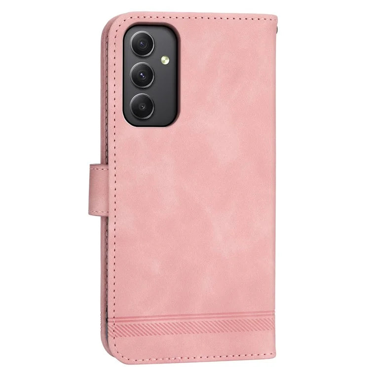 DIERFENG DF-03 For Samsung Galaxy A35 5G Case PU Leather Lines Imprinted Phone Stand Cover