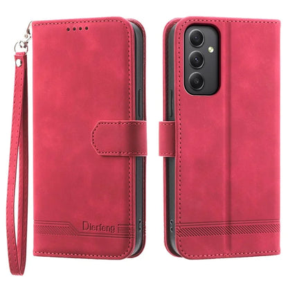DIERFENG DF-03 For Samsung Galaxy A35 5G Case PU Leather Lines Imprinted Phone Stand Cover