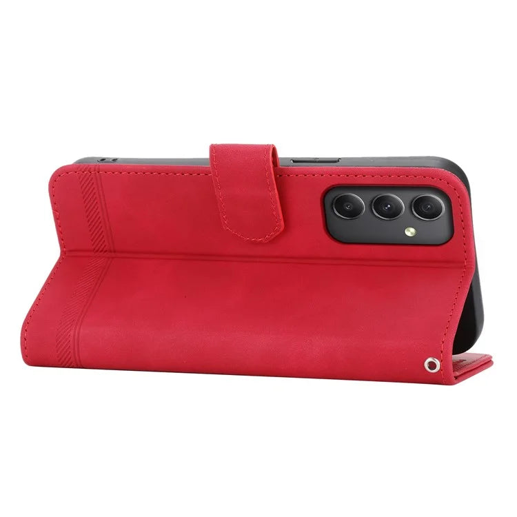 DIERFENG DF-03 For Samsung Galaxy A35 5G Case PU Leather Lines Imprinted Phone Stand Cover