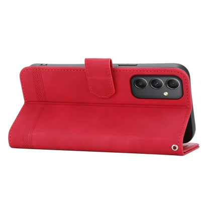 DIERFENG DF-03 For Samsung Galaxy A35 5G Case PU Leather Lines Imprinted Phone Stand Cover