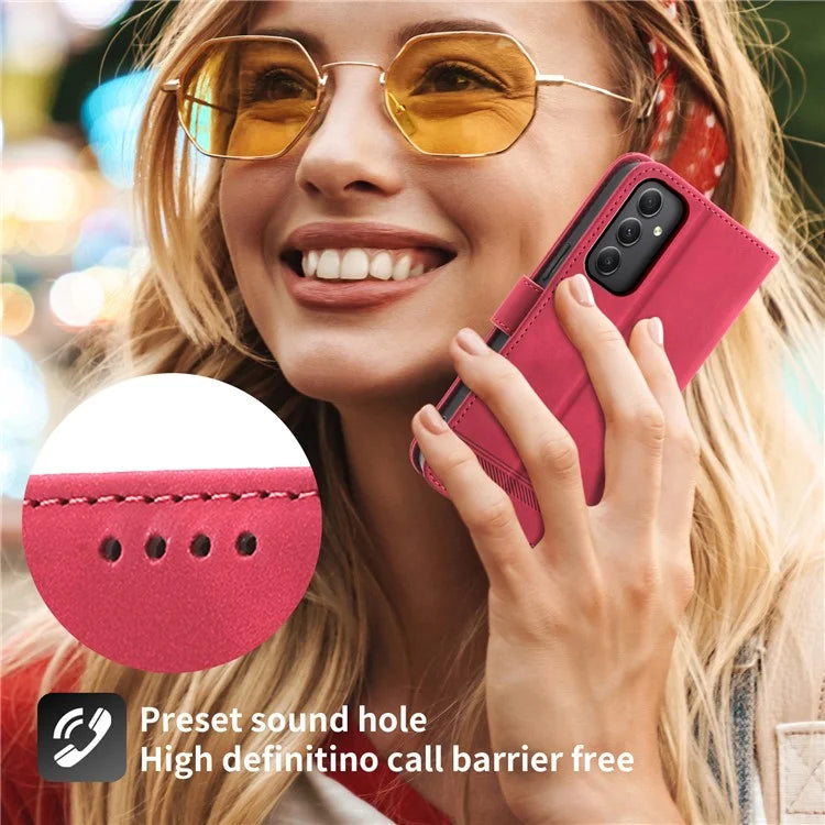 DIERFENG DF-03 For Samsung Galaxy A35 5G Case PU Leather Lines Imprinted Phone Stand Cover