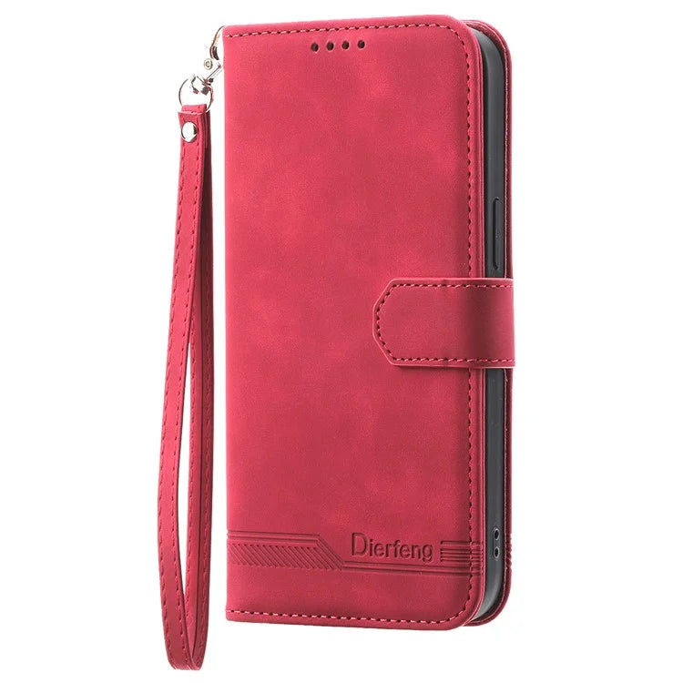 DIERFENG DF-03 For Samsung Galaxy A35 5G Case PU Leather Lines Imprinted Phone Stand Cover