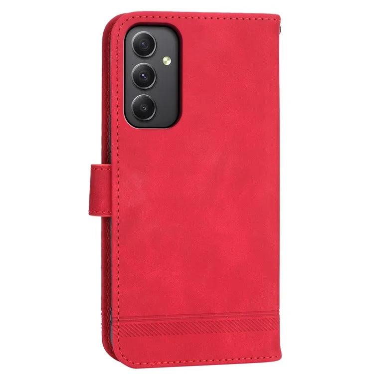 DIERFENG DF-03 For Samsung Galaxy A35 5G Case PU Leather Lines Imprinted Phone Stand Cover