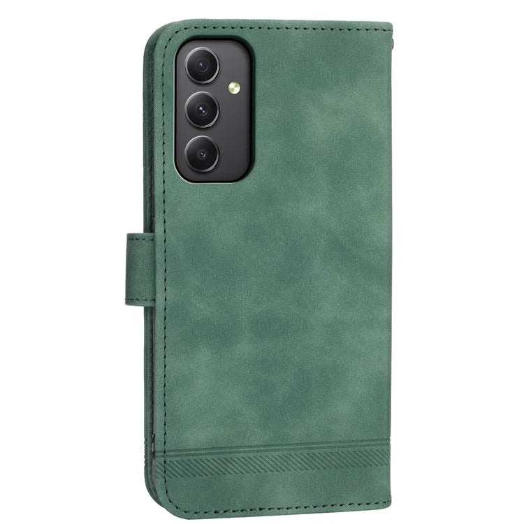DIERFENG DF-03 For Samsung Galaxy A35 5G Case PU Leather Lines Imprinted Phone Stand Cover