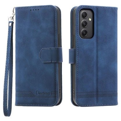 DIERFENG DF-03 For Samsung Galaxy A35 5G Case PU Leather Lines Imprinted Phone Stand Cover