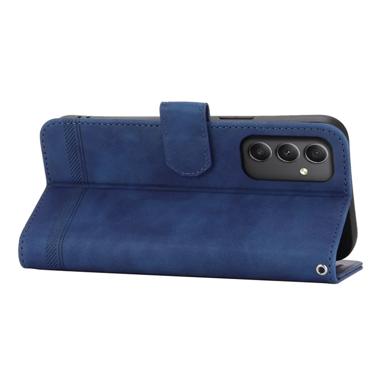 DIERFENG DF-03 For Samsung Galaxy A35 5G Case PU Leather Lines Imprinted Phone Stand Cover