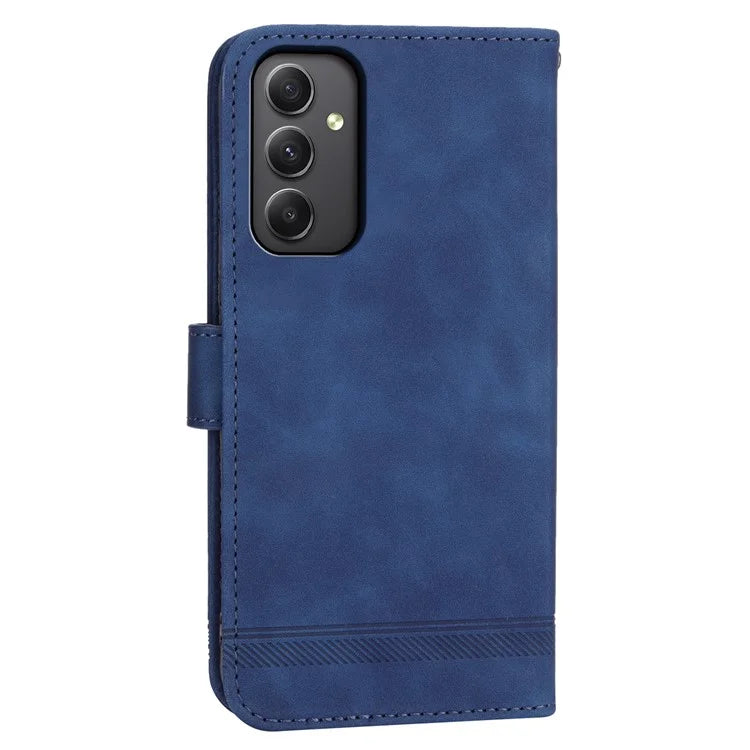 DIERFENG DF-03 For Samsung Galaxy A35 5G Case PU Leather Lines Imprinted Phone Stand Cover