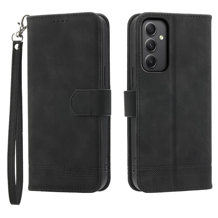 DIERFENG DF-03 For Samsung Galaxy A35 5G Case PU Leather Lines Imprinted Phone Stand Cover