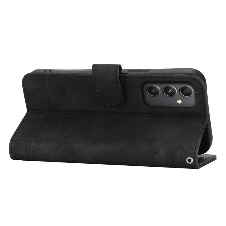 DIERFENG DF-03 For Samsung Galaxy A35 5G Case PU Leather Lines Imprinted Phone Stand Cover