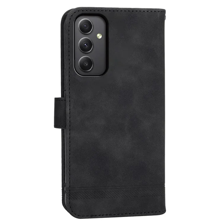 DIERFENG DF-03 For Samsung Galaxy A35 5G Case PU Leather Lines Imprinted Phone Stand Cover